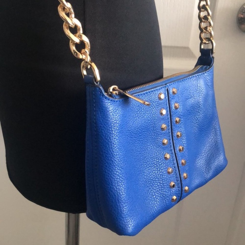 Michael Kors STUD ASTOR LEATHER CROSSBODY Royal Blue - Picture 12 of 14